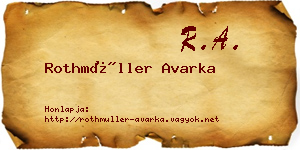 Rothmüller Avarka névjegykártya
